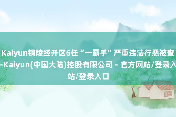 Kaiyun铜陵经开区6任“一霸手”严重违法行恶被查处-Kaiyun(中国大陆)控股有限公司 - 官方网站/登录入口
